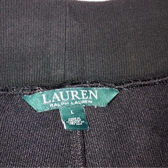 Lauren Ralph Lauren Black Track Style Pants Viscose Blend Size L Striped Sides - Picture 2 of 8